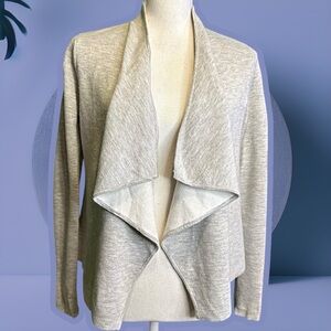 Babaton Aritzia ‘Lyle’ Wool-Blend Open Front Cascading Cardigan in Heather Gray